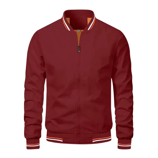 Chic Men's Bomber Jacket with Stylish Round Collar