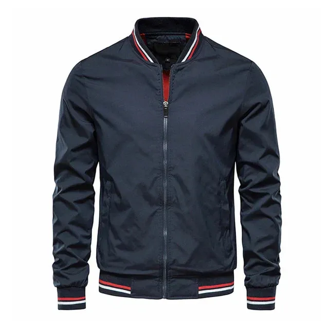 Chic Men's Bomber Jacket with Stylish Round Collar