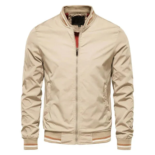 Chic Men's Bomber Jacket with Stylish Round Collar
