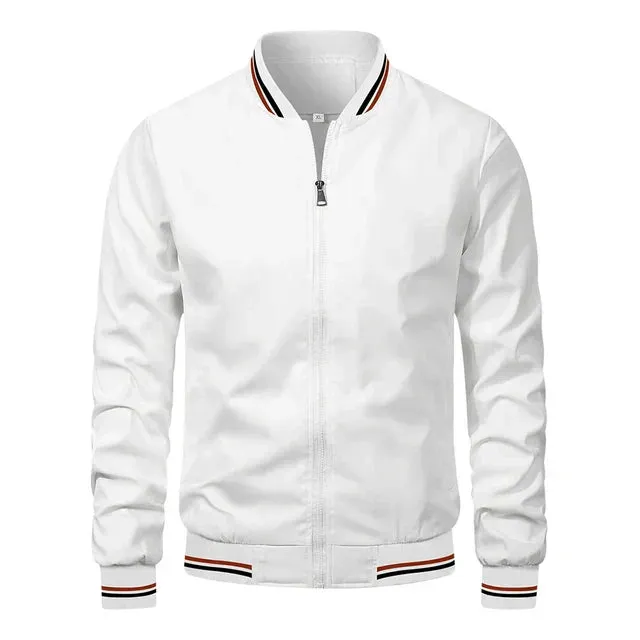 Chic Men's Bomber Jacket with Stylish Round Collar