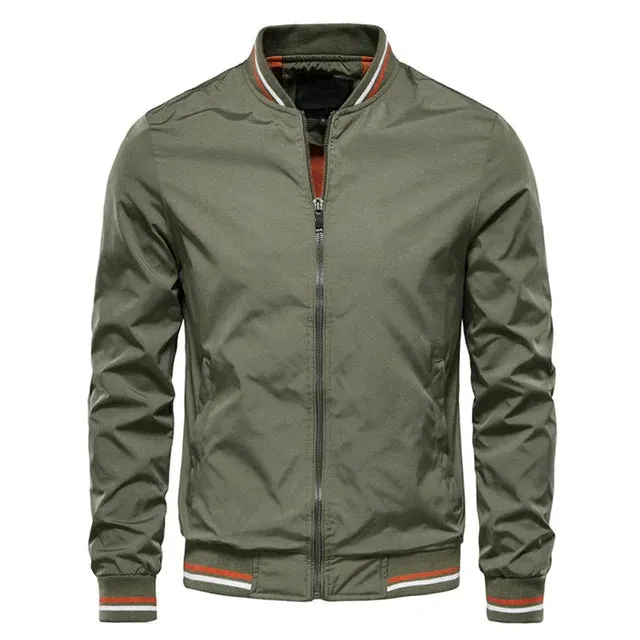 Chic Men's Bomber Jacket with Stylish Round Collar