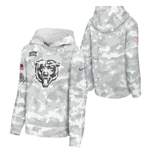 Chicago Bears Youth Nike Salute to Service Light Camo Pullover Hoodie Sweatshirt