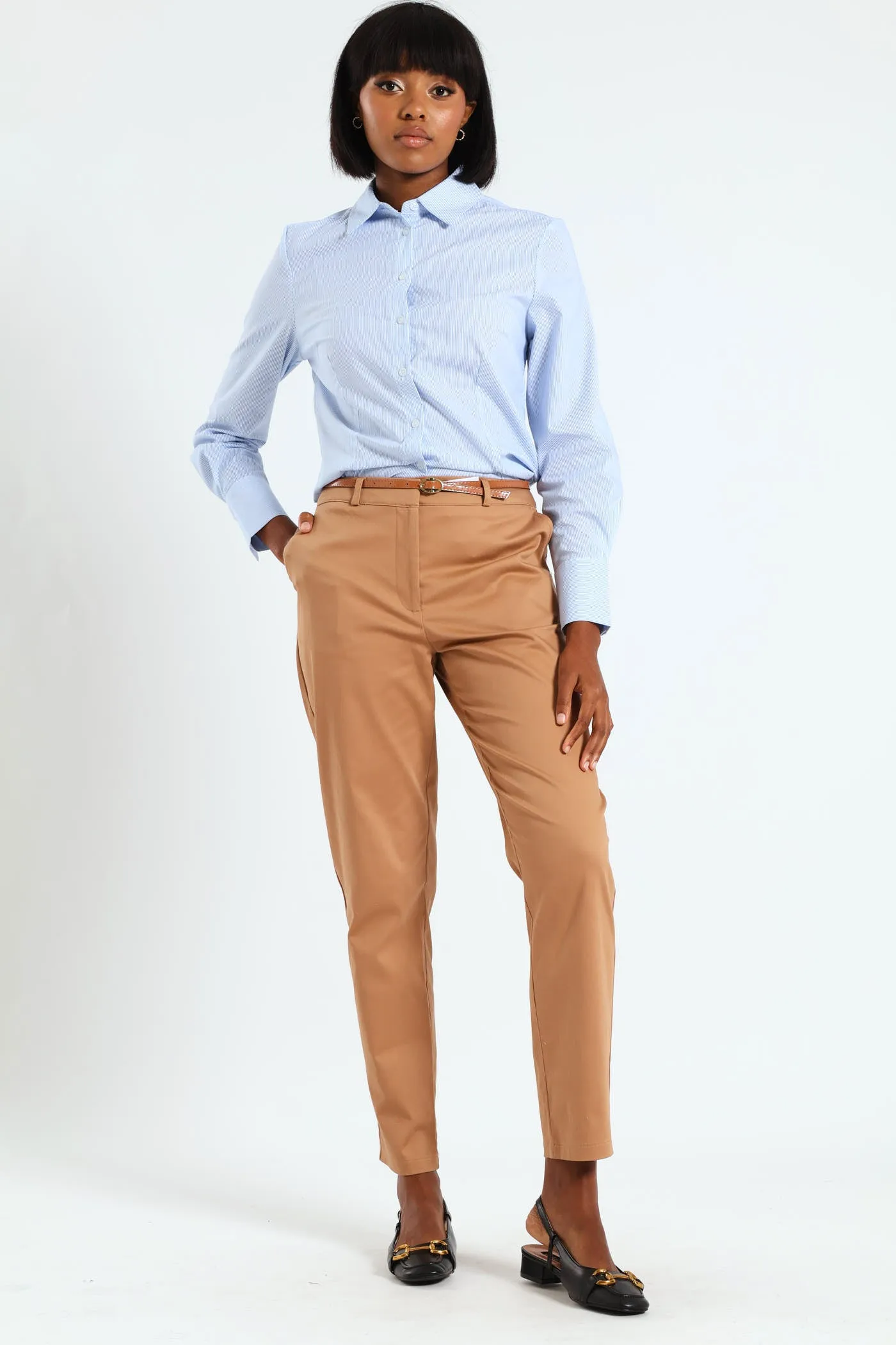 Chino Belted Pant - Stone