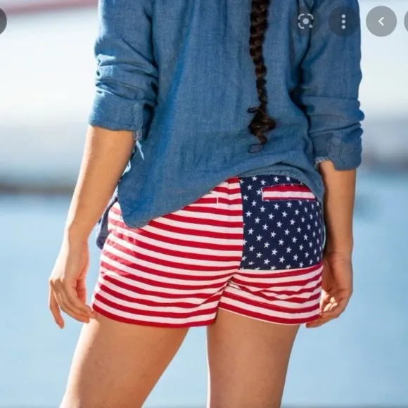 Chubbies Women’s Shorts | Medium | “The Miss Mericas” | Red, White and Blue