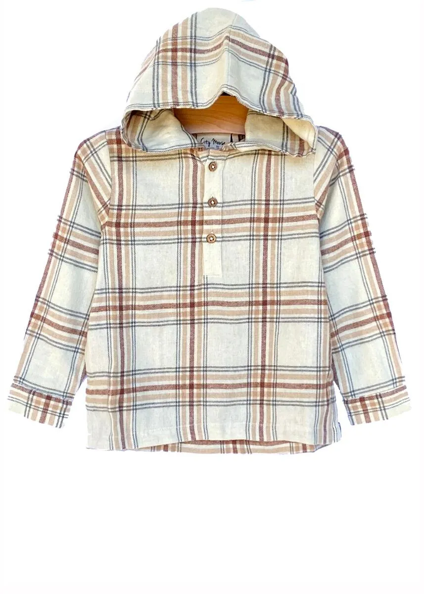 City Mouse Flannel Hoodie - Light Taupe