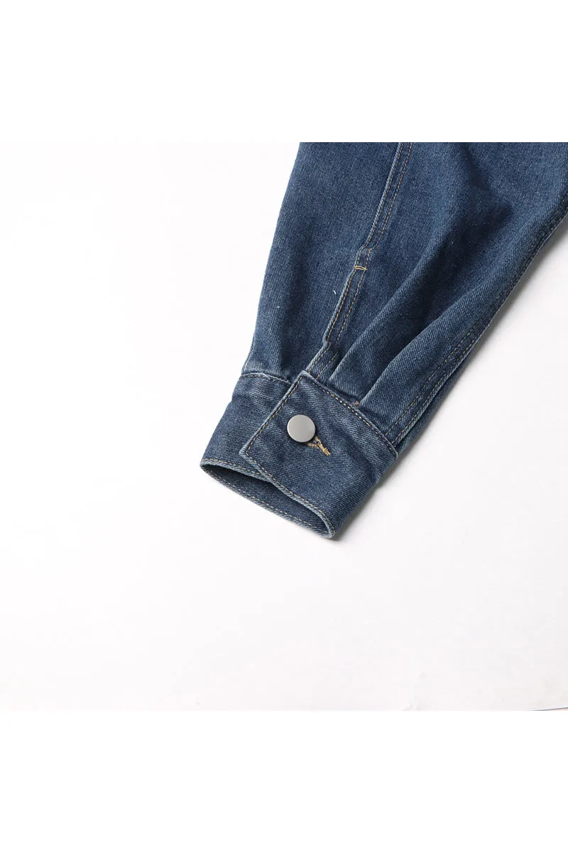 CJ0208 Cold Shoulder Denim Jacket
