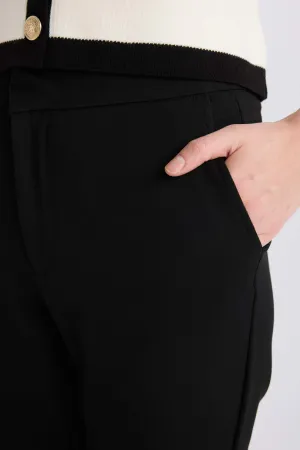 Classic Chino Fabric Pants Normal Waist Basic Straight Pocket Wrist Length