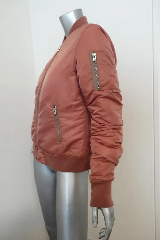 Closed Shine Bomber Jacket Blush Taffeta Size Small