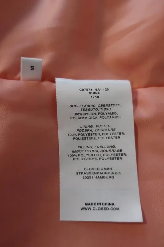 Closed Shine Bomber Jacket Blush Taffeta Size Small