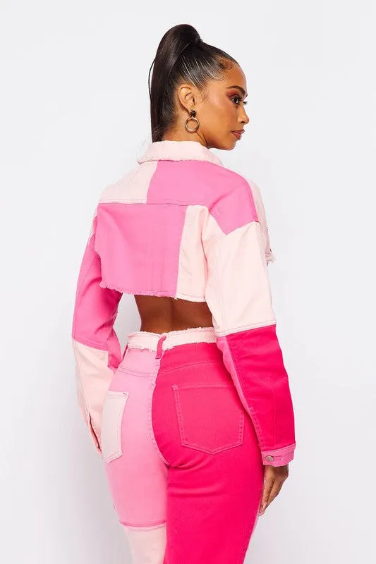 Color Block Crop Jacket