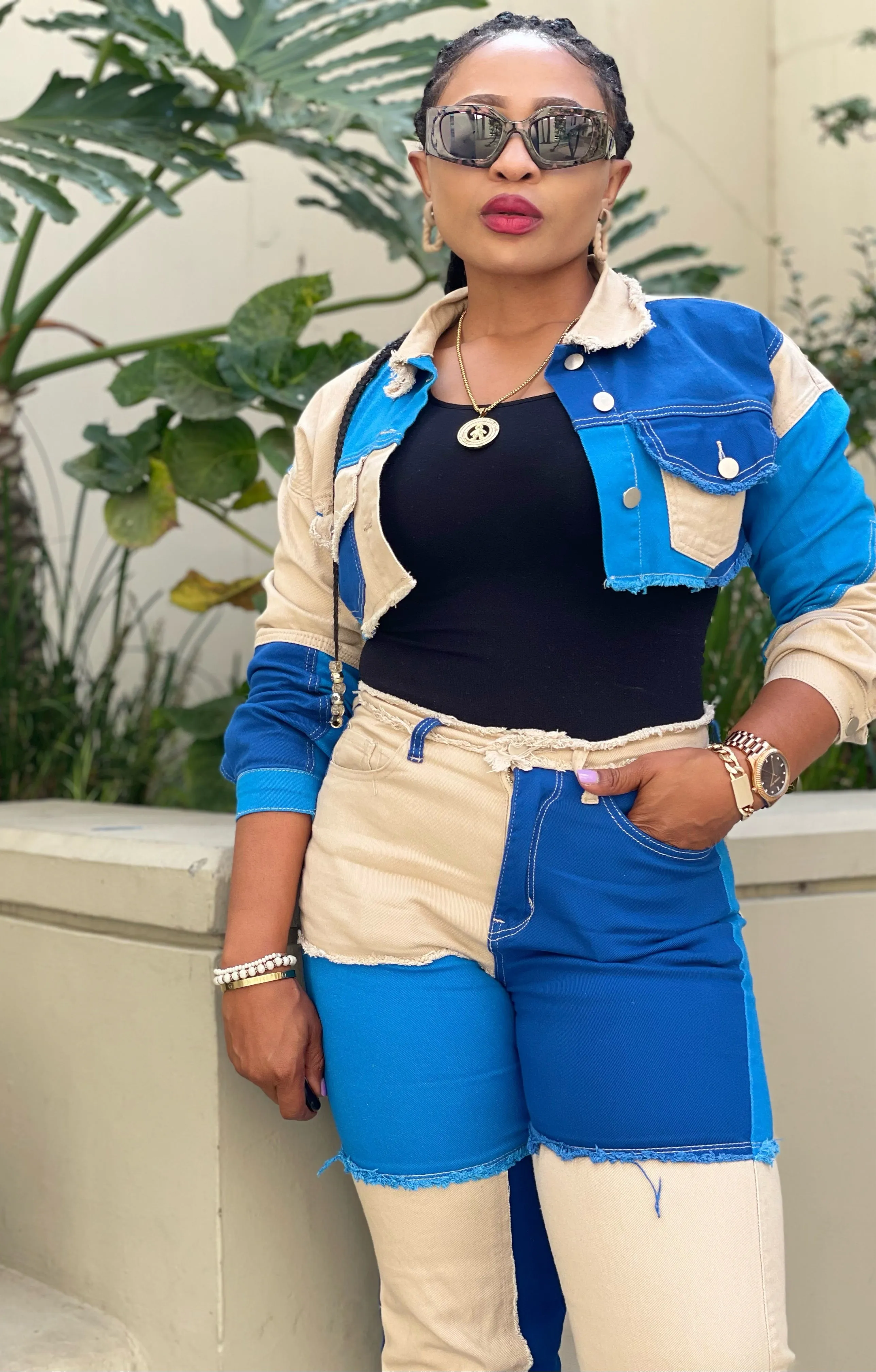 Color Block Crop Jacket