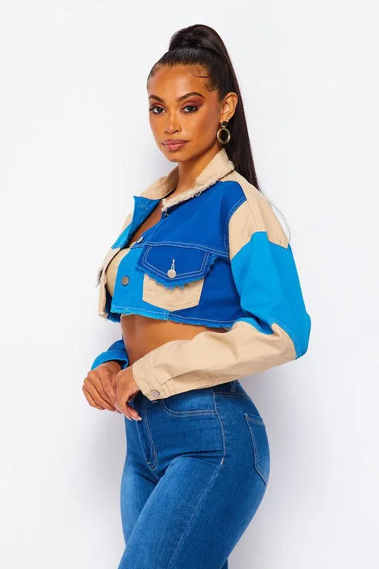 Color Block Crop Jacket