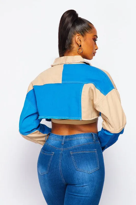 Color Block Crop Jacket
