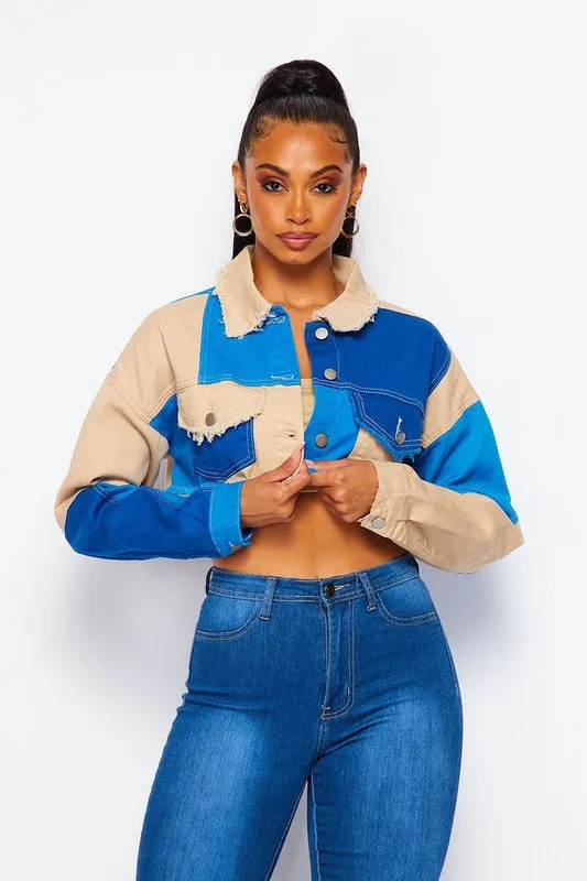 Color Block Crop Jacket