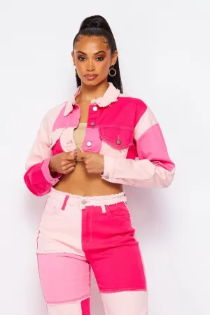 Color Block Crop Jacket