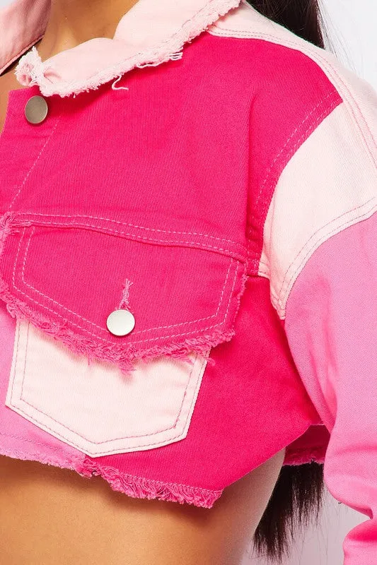 Color Block Crop Jacket