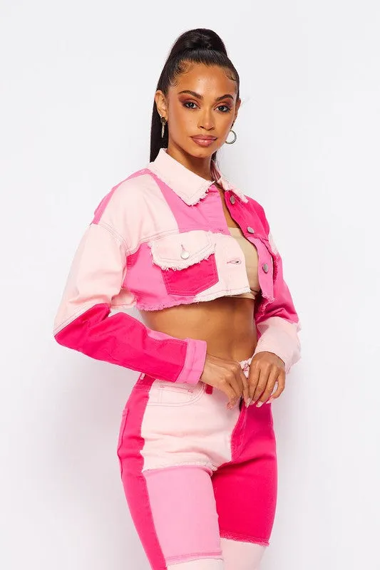 Color Block Crop Jacket