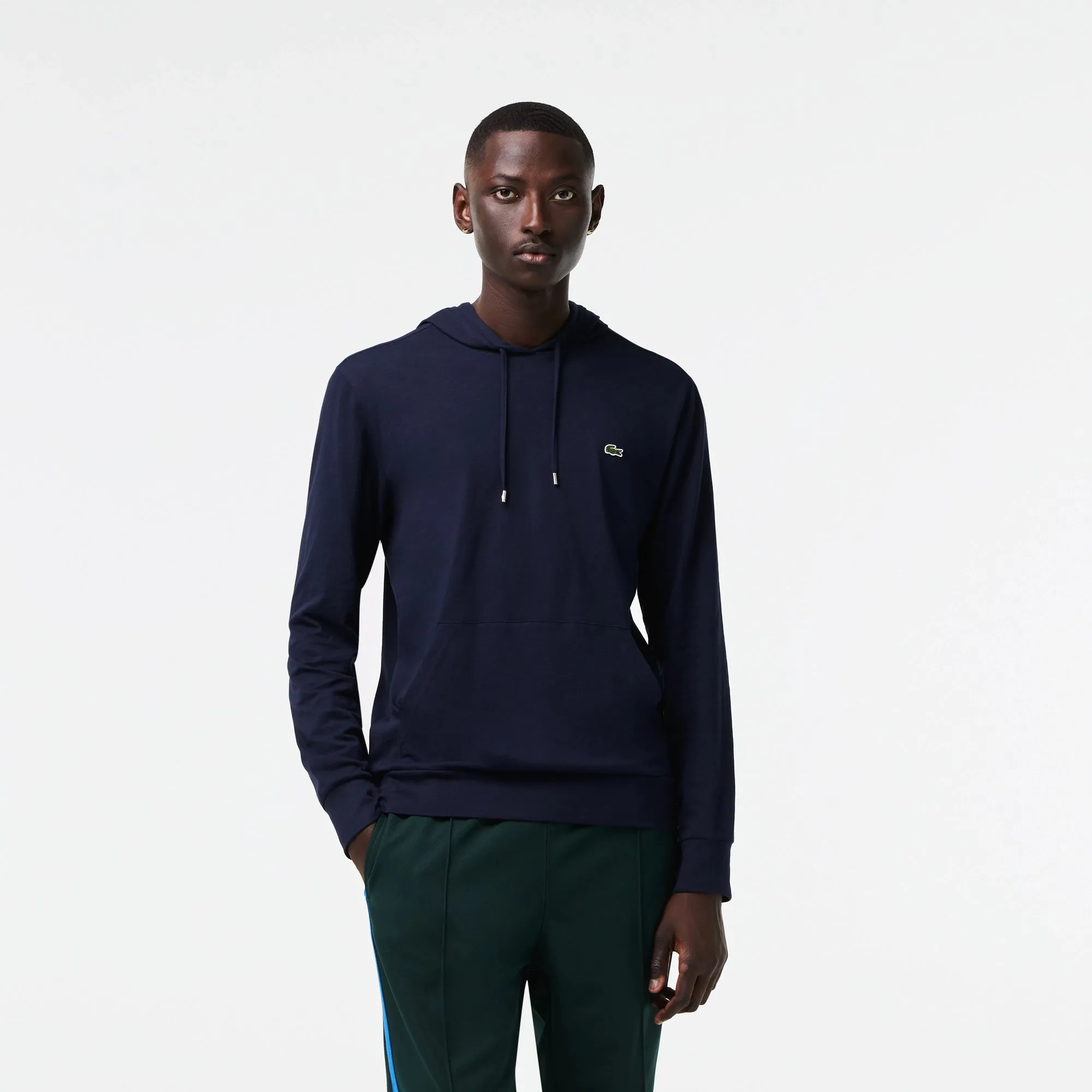 Cotton Jersey Hooded T-Shirt Navy