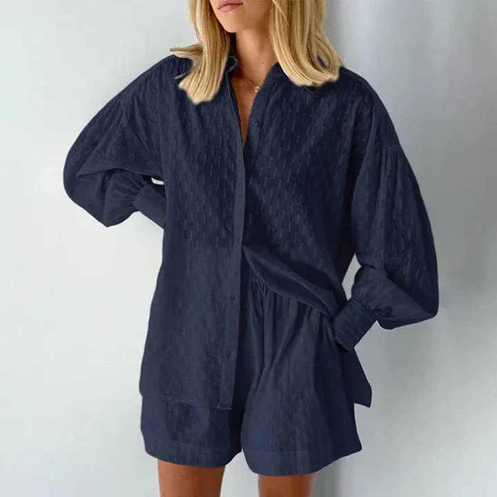 CozyChic™ | Women's Co-ord Set | Button-Up Shirt & High-Waisted Shorts in Breathable Relaxed Fit Fabric