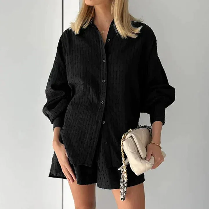 CozyChic™ | Women's Co-ord Set | Button-Up Shirt & High-Waisted Shorts in Breathable Relaxed Fit Fabric