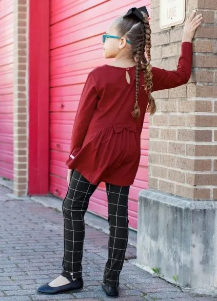 Cranberry Long Sleeve Bow-Back Top