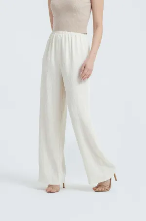 Cream Crinkle Loose Pants