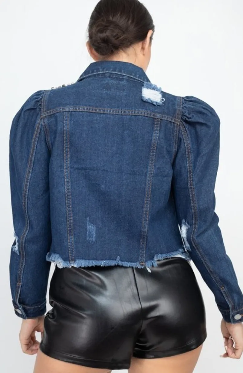 Crystal Embellished Denim Jacket