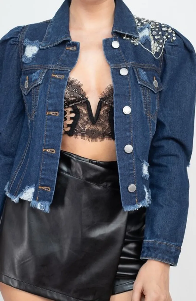 Crystal Embellished Denim Jacket