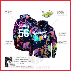 Custom Stitched Splashes Graffiti Pattern White-Light Blue 3D Sports Pullover Sweatshirt Hoodie