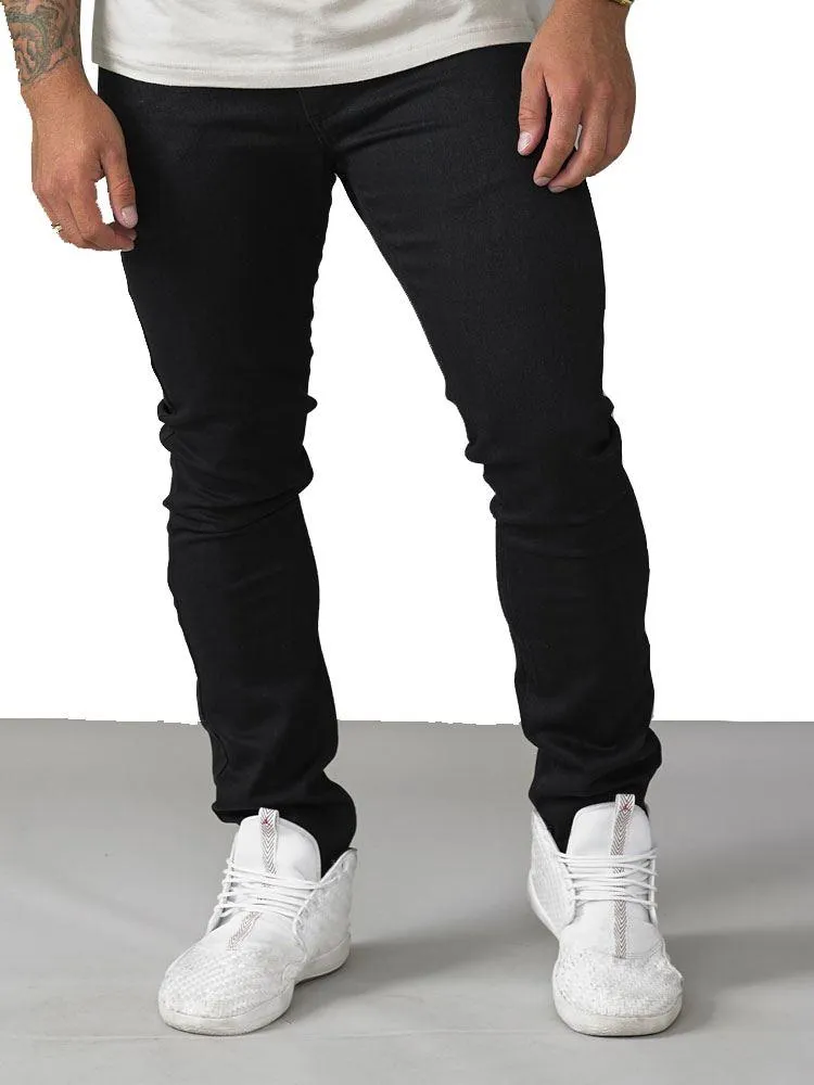 D555 Tapered Fit Stretch Jeans (Claude) In Black Waist 30" to 38"
