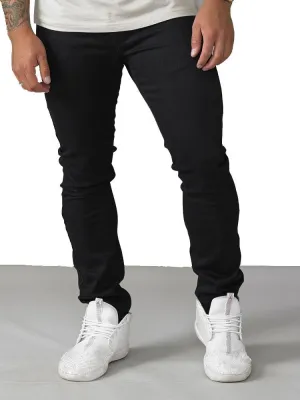 D555 Tapered Fit Stretch Jeans (Claude) In Black Waist 30" to 38"