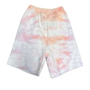 Danzy Womens XS Pink Orange Tie Dye Elastic Waist Sweat Shorts Casual Leisure