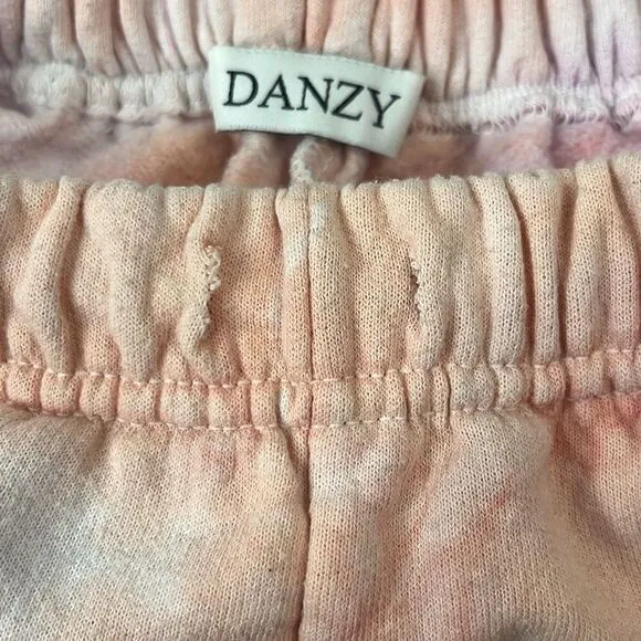 Danzy Womens XS Pink Orange Tie Dye Elastic Waist Sweat Shorts Casual Leisure