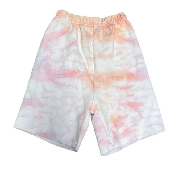 Danzy Womens XS Pink Orange Tie Dye Elastic Waist Sweat Shorts Casual Leisure