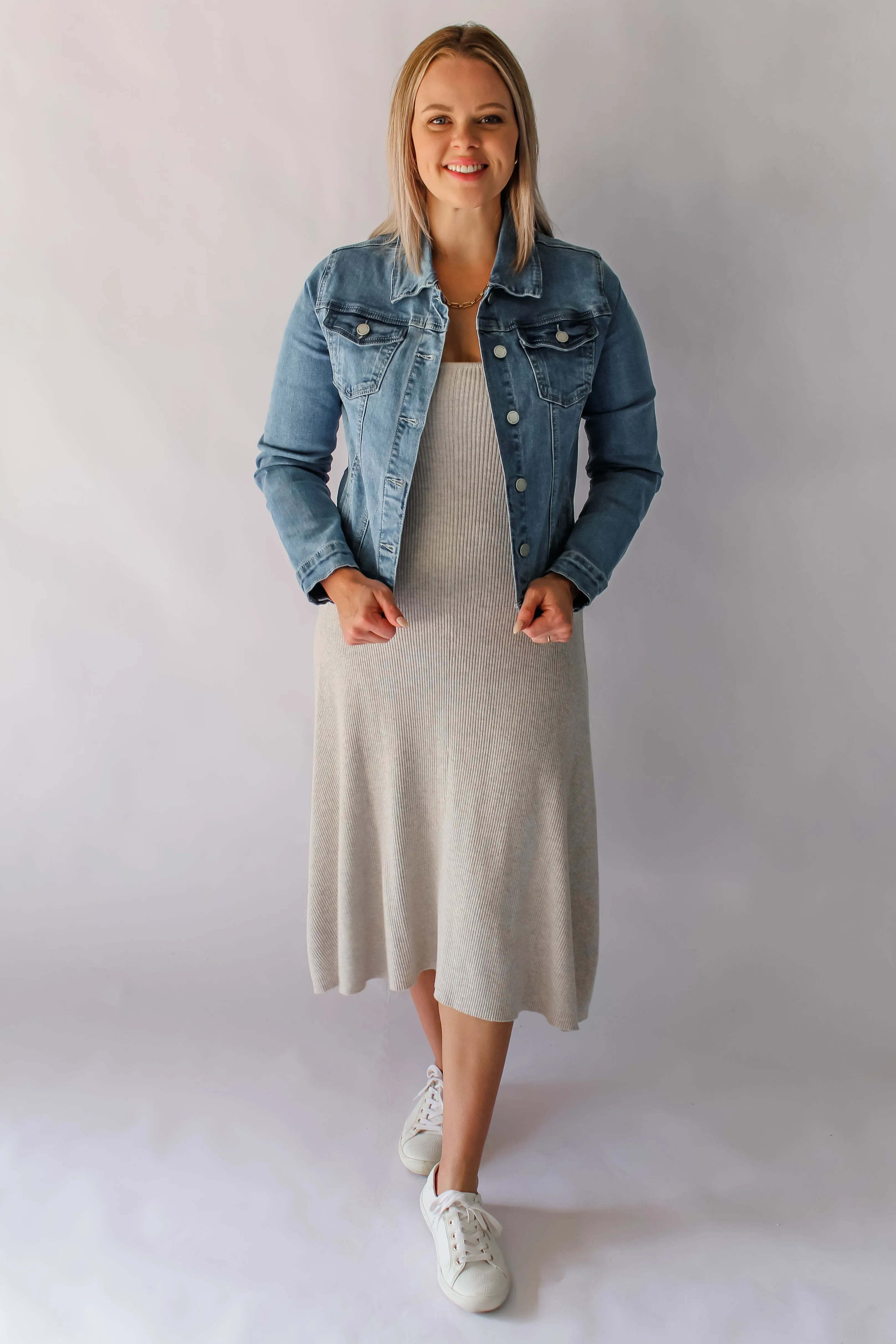 DARCEY DENIM JACKET - MID BLUE