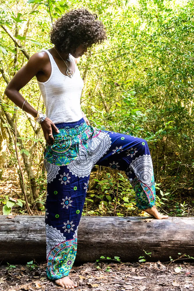 Dark Blue Star Mandala Harem Pants