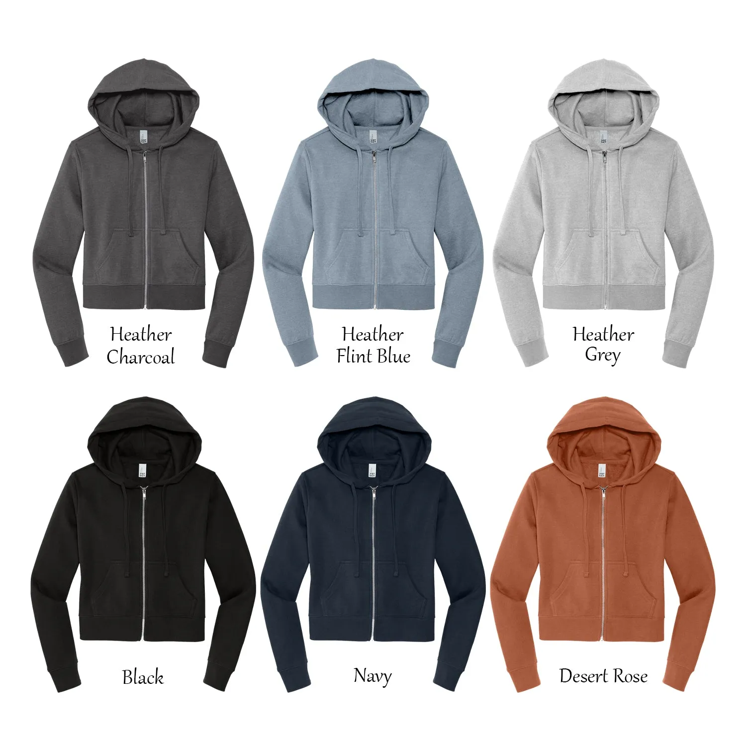 Delta Zeta Cropped Zip Up Hoodie