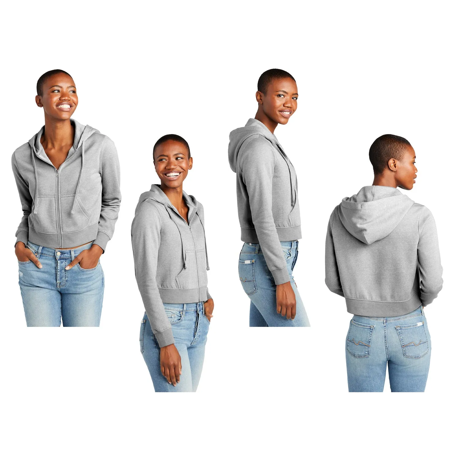 Delta Zeta Cropped Zip Up Hoodie