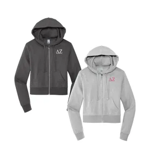 Delta Zeta Cropped Zip Up Hoodie