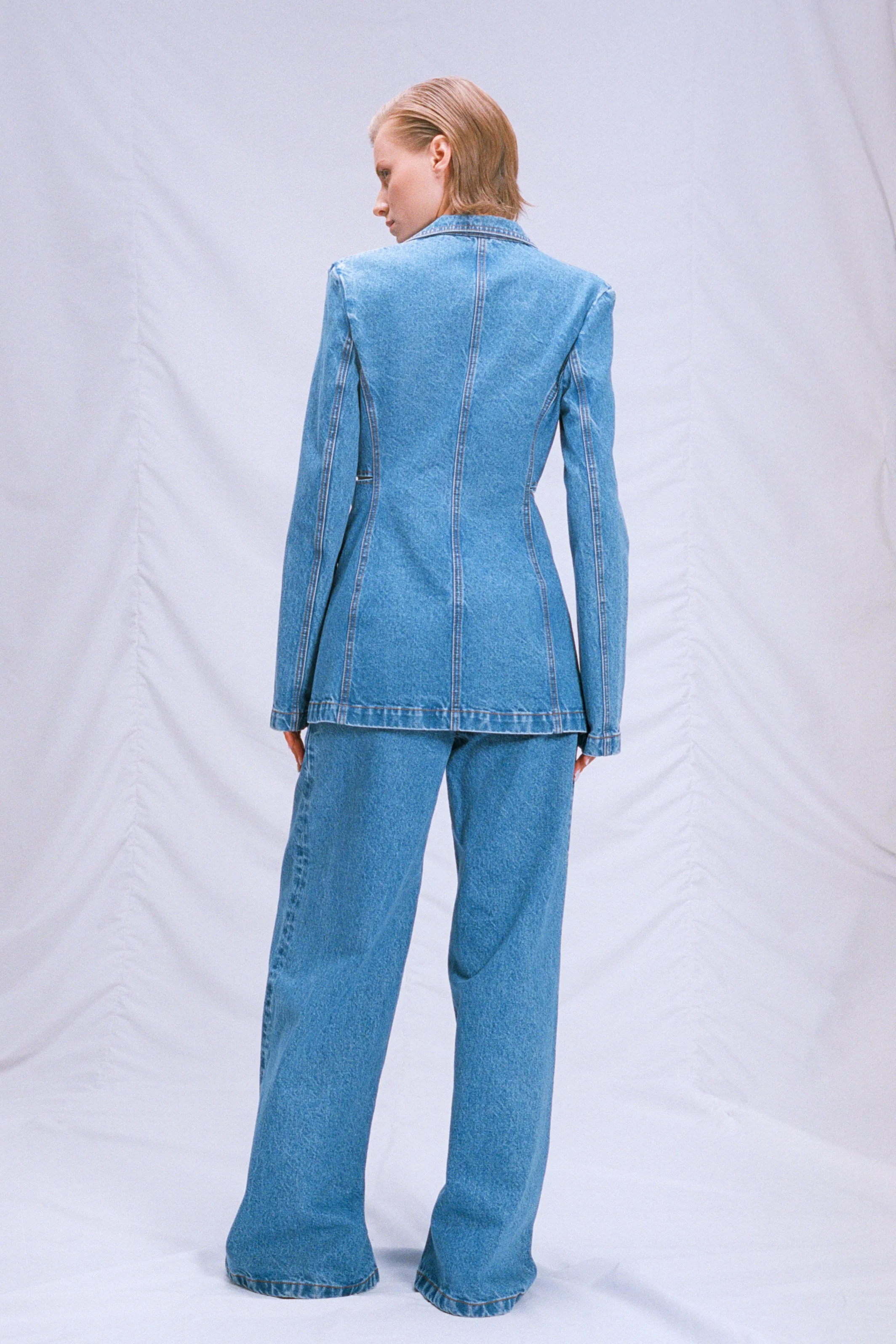 Denim jacket with lacing