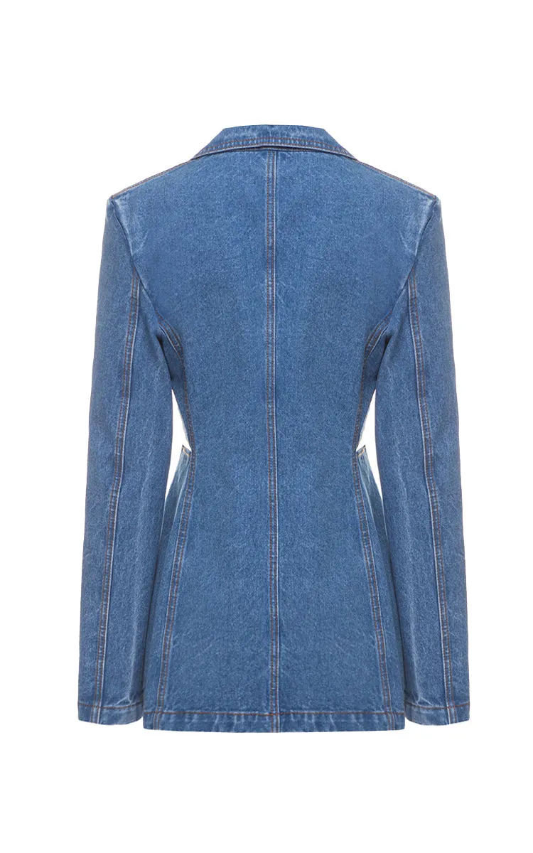 Denim jacket with lacing