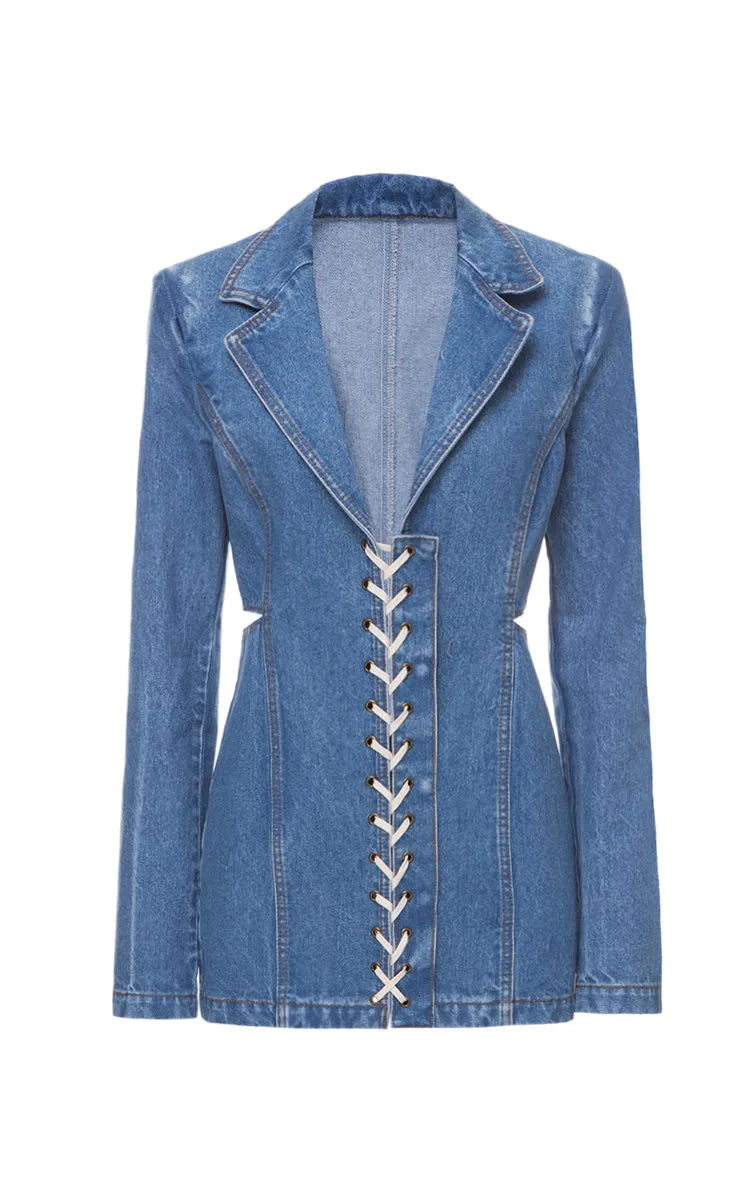 Denim jacket with lacing