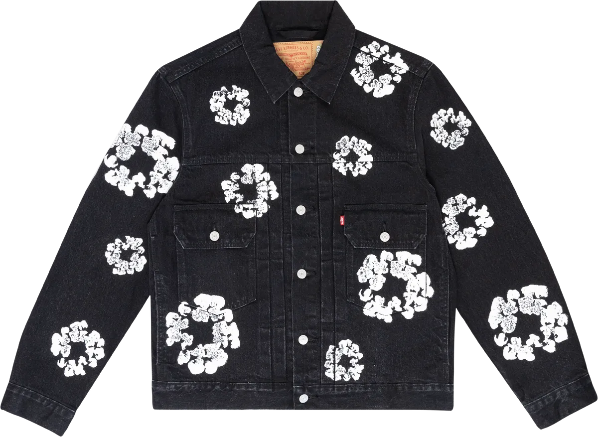 Denim Tears "Type 2 - All Over Wreath" Denim Jacket Black