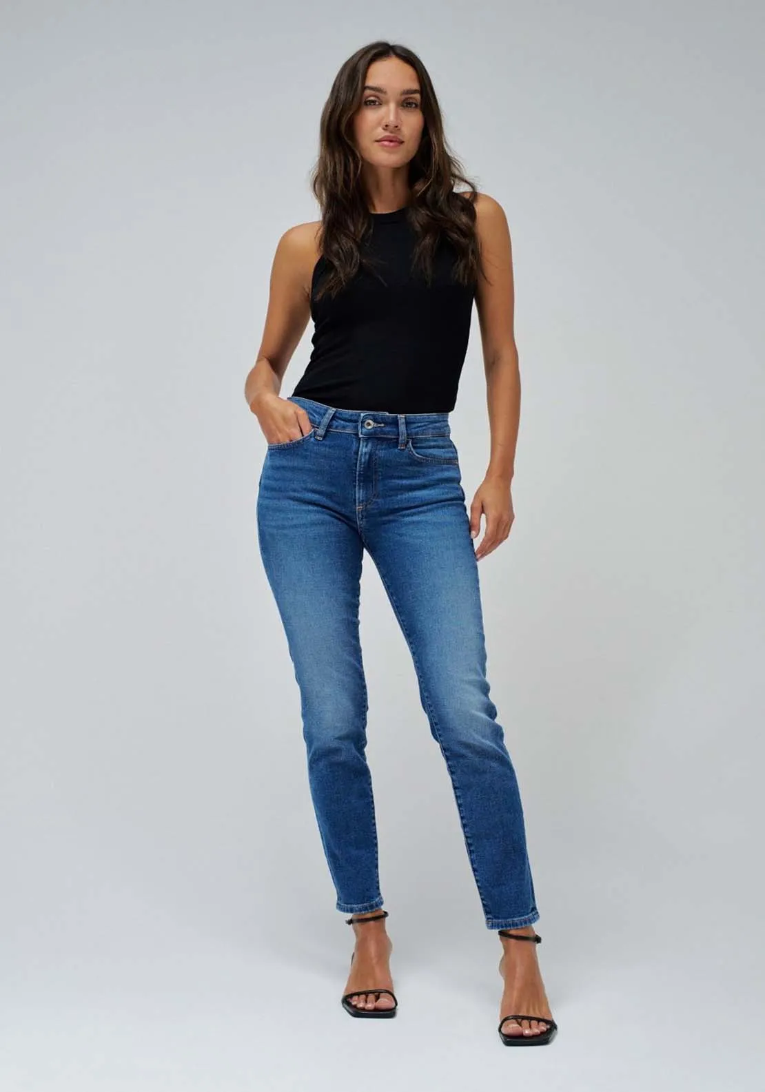 Destiny Cropped Skinny Jeans - Blue