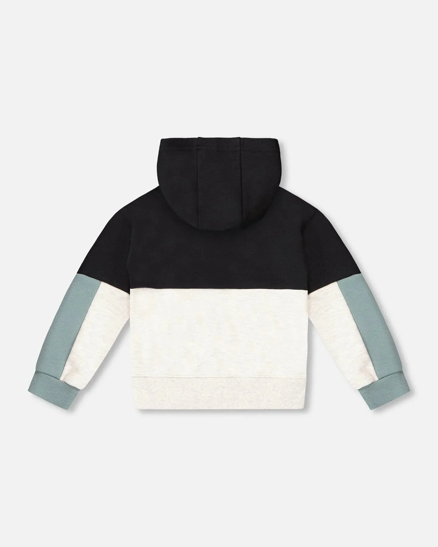 Deux Par Deux French Terry Color Block Full Zip Hoodie Cardigan Sweatshirt  - Anthracite