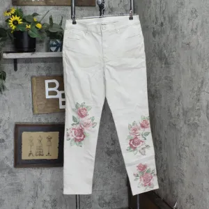 DG2 Womnes Classic Stretch Artwork Printed Jeans 728914 Khaki Camo Brown 14 Tall