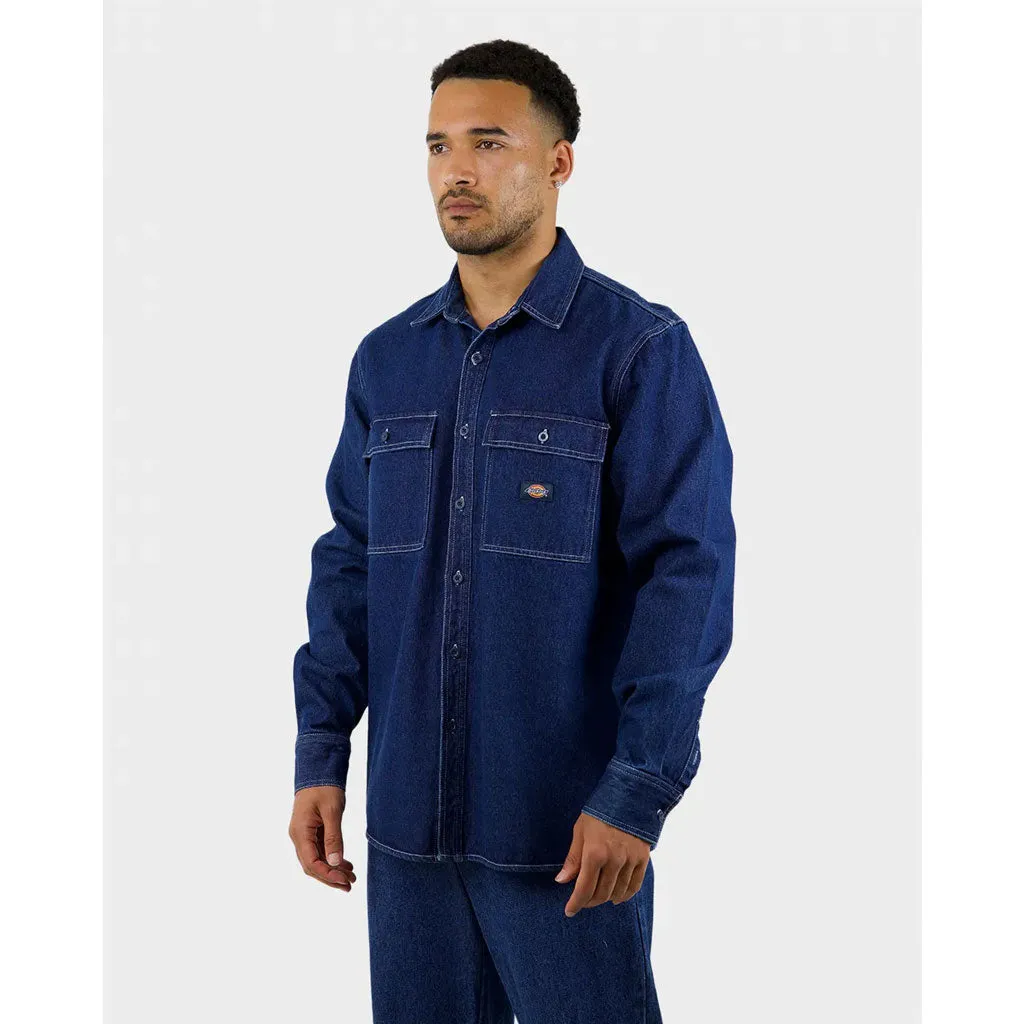 DICKIES JACINTO DENIM L/S SHIRT JACKET - RINSED INDIGO