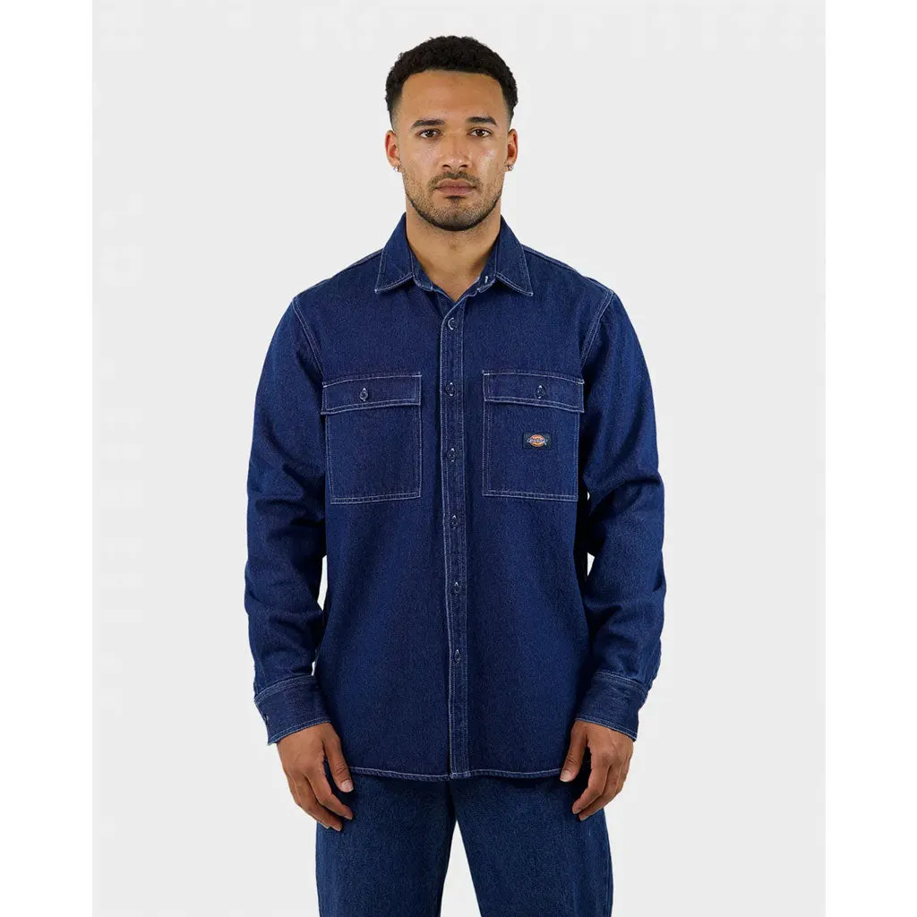 DICKIES JACINTO DENIM L/S SHIRT JACKET - RINSED INDIGO
