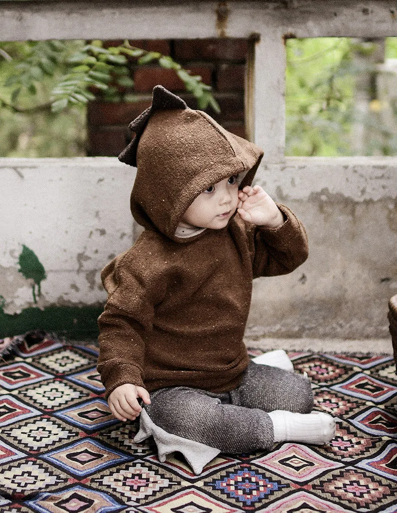 Dinosaur Hoodie Brown
