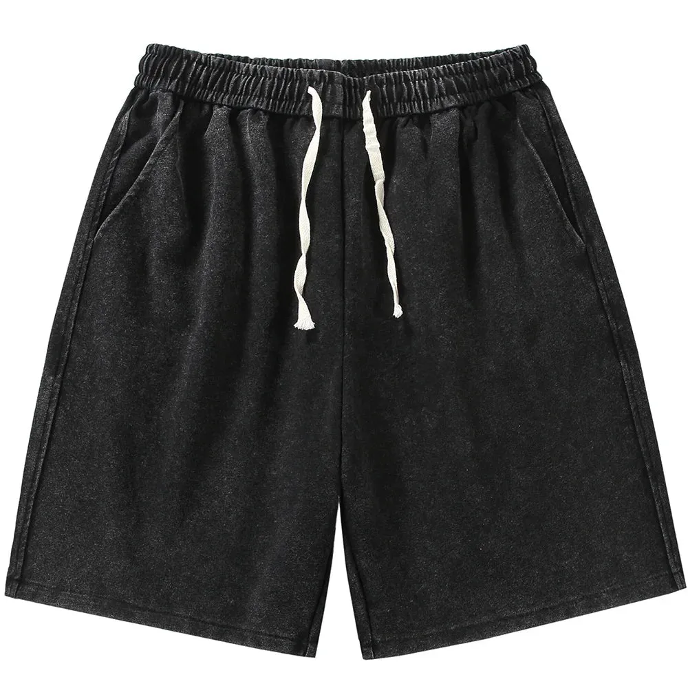 Distressed Summer Shorts Men Cotton Drawstring Harajuku Loose Sweatshorts Male Casual Short Pant Streetwear